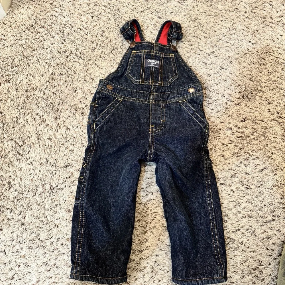 Oshkosh Denim Lined Red Overalls Size‎ 12 Months